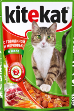 Kitekat с говядиной и морковью в желе
