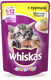 Whiskas для котят паштет с курицей