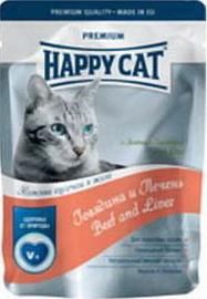 Happy Cat с говядиной, печенью и горохом в желе