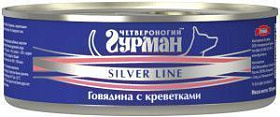 Четвероногий Гурман Сильвер консервы для собак с говядиной и креветками в желе