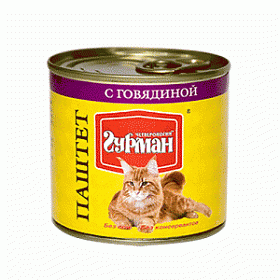 Четвероногий Гурман паштет для кошек с говядиной