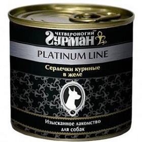 Четвероногий Гурман Платинум для собак с сердечками куриными в желе