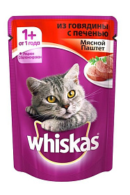 Whiskas мясной паштет из говядины и печени