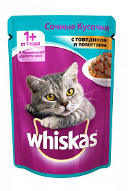 Whiskas сочные кусочки с говядиной и томатами