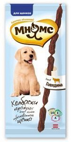 Мнямс колбаски для щенков с говядиной