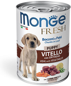 Monge Dog Fresh Puppy Chunks in Loaf Veal