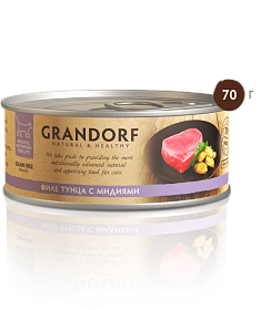 Консервы для кошек Grandorf филе тунца с мидиями