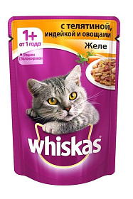 Whiskas с телятиной, индейкой и овощами в желе