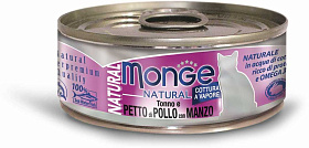 Monge Cat Natural из тунца с курицей и говядиной